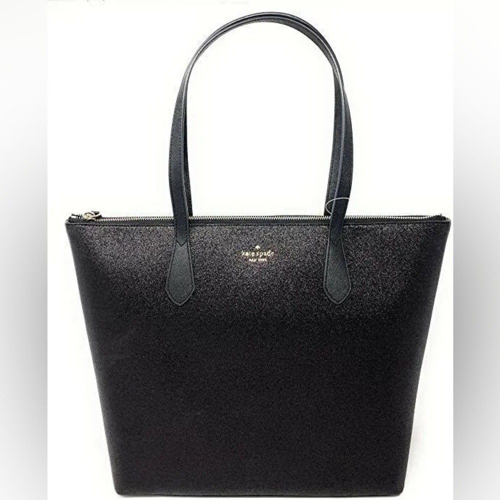 Kate Spade Joeley Tote Bag in Black Glitter & Matching Glitter Card Holder EUC